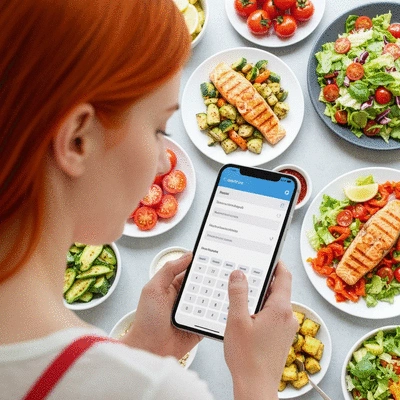 Person using a calculator to determine caloric needs for weight gain